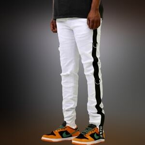 KDNK Men's Side Stripe Denim Jean (White) Size 36